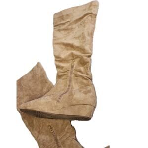 Reaction Brown Suede Fire Drill Boots 2017 Women's Size 9 Zipper Wedge Heel